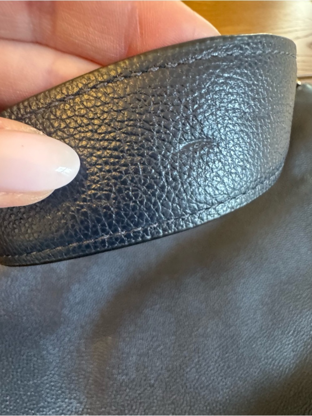 Coach Skylar Hobo Handbag Shoulder Bag Navy Blue Gold Hardware Pebble classy - Picture 5 of 16